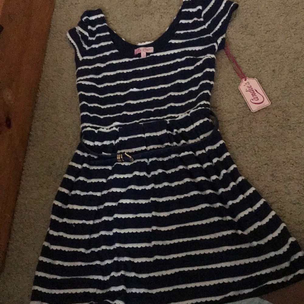 Blue and white dress